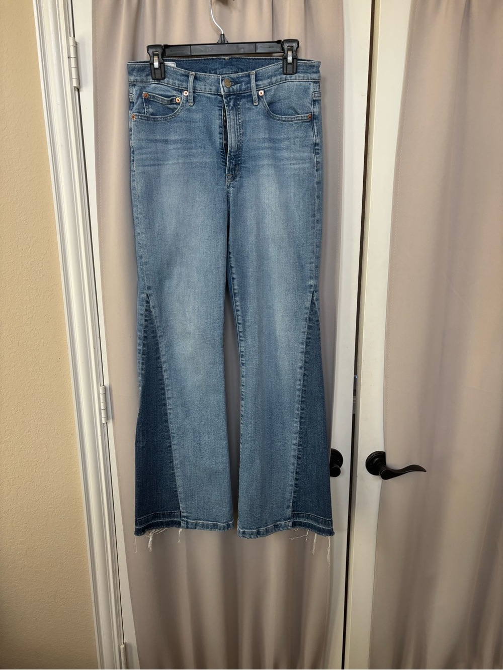GAP Two-Tone Light and Dark Blue Flare Jeans 70’s Flare High Rise